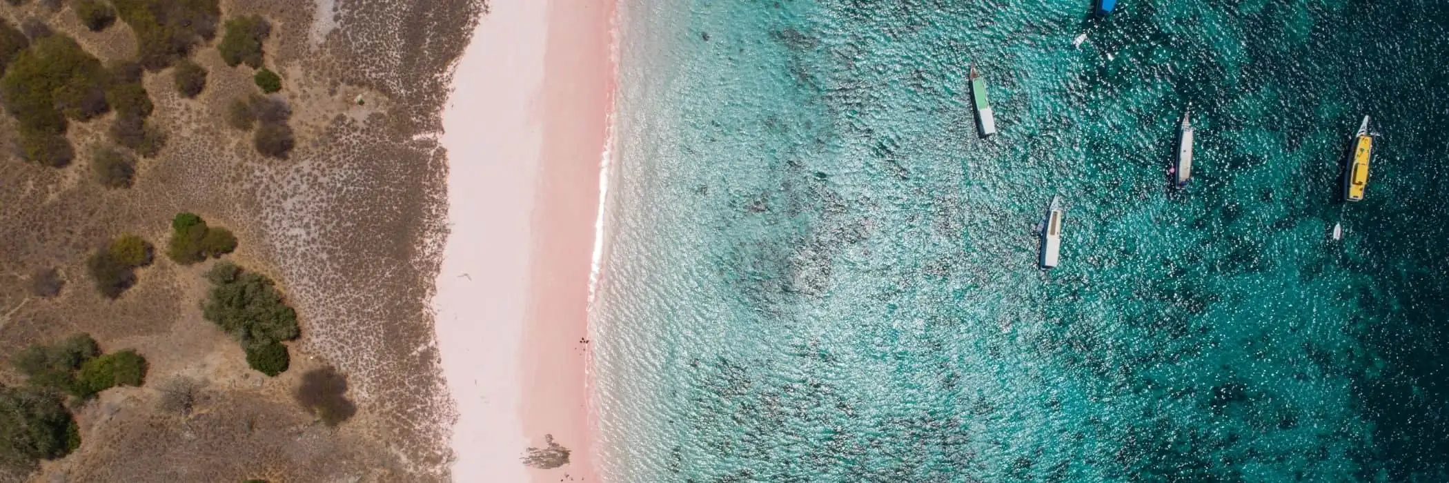 Aerial view of reef and turquoise waters in the Indonesian archipelago